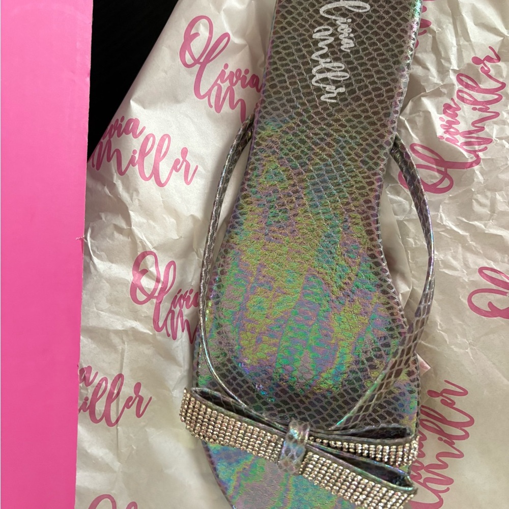 Olivia Miller Iridescent Sandals with Bow